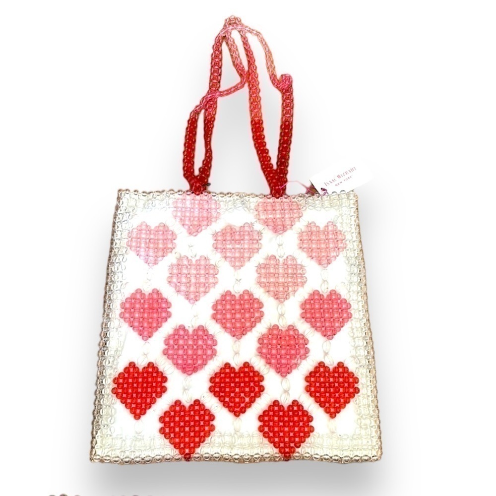 Isaac Mizrahi Beaded Heart Tote 💕 NWT Statement Bag Pop Art novelty couture